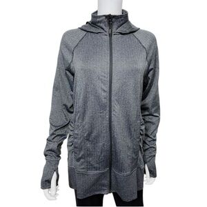 MONDETTA Women Activewear Jacket Hooded Zip‎ Up Sweatshirt Grey size Large